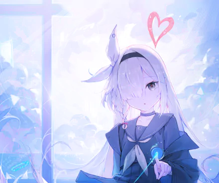 4K Ultra HD PC desktop wallpaper featuring Arona from the video game Blue Archive, depicted with soft lighting and a serene blue-toned background.