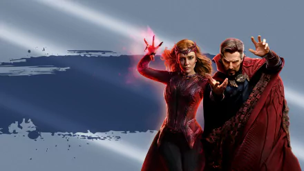 Scarlet Witch Elizabeth Olsen Benedict Cumberbatch Doctor Strange Wanda Maximoff movie Doctor Strange in the Multiverse of Madness HD Desktop Wallpaper | Background Image