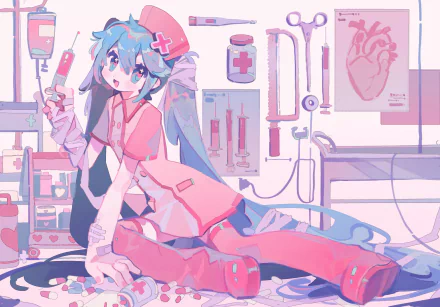 pink nurse Hatsune Miku Anime Vocaloid pink anime HD Desktop Wallpaper | Background Image