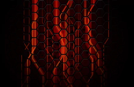An abstract 4K Ultra HD wallpaper featuring a striking hexagonal pattern with vibrant red and black tones, creating a visually cool and modern aesthetic.