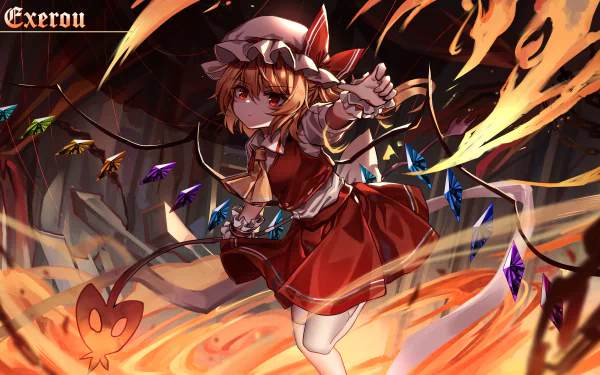 Flandre Scarlet from Touhou series in vibrant anime HD desktop wallpaper.