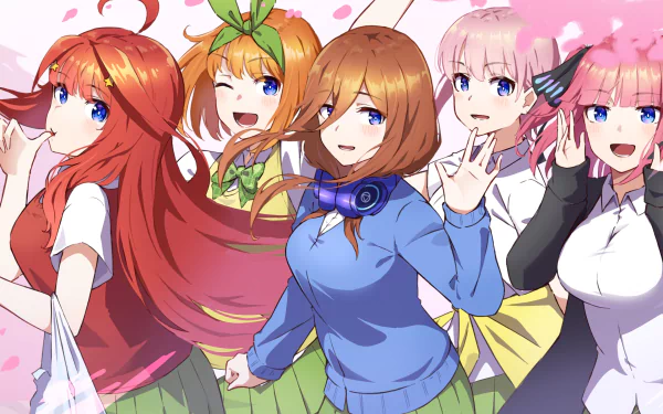 Yotsuba Nakano Nino Nakano Miku Nakano Itsuki Nakano Ichika Nakano Anime The Quintessential Quintuplets HD Desktop Wallpaper | Background Image