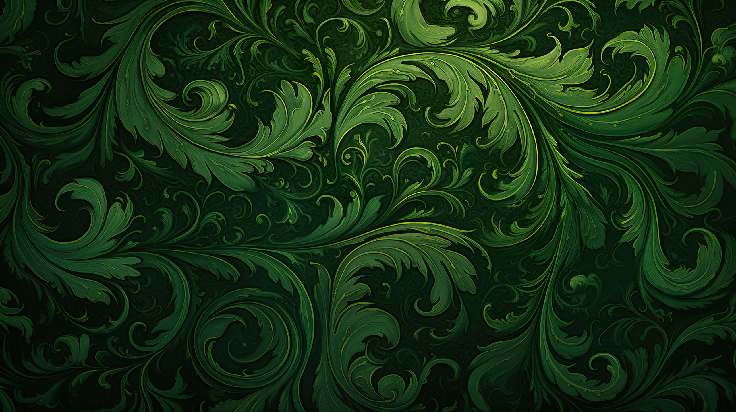 HD desktop wallpaper featuring an elegant green swirl pattern with aesthetic design ideal for a refined background.