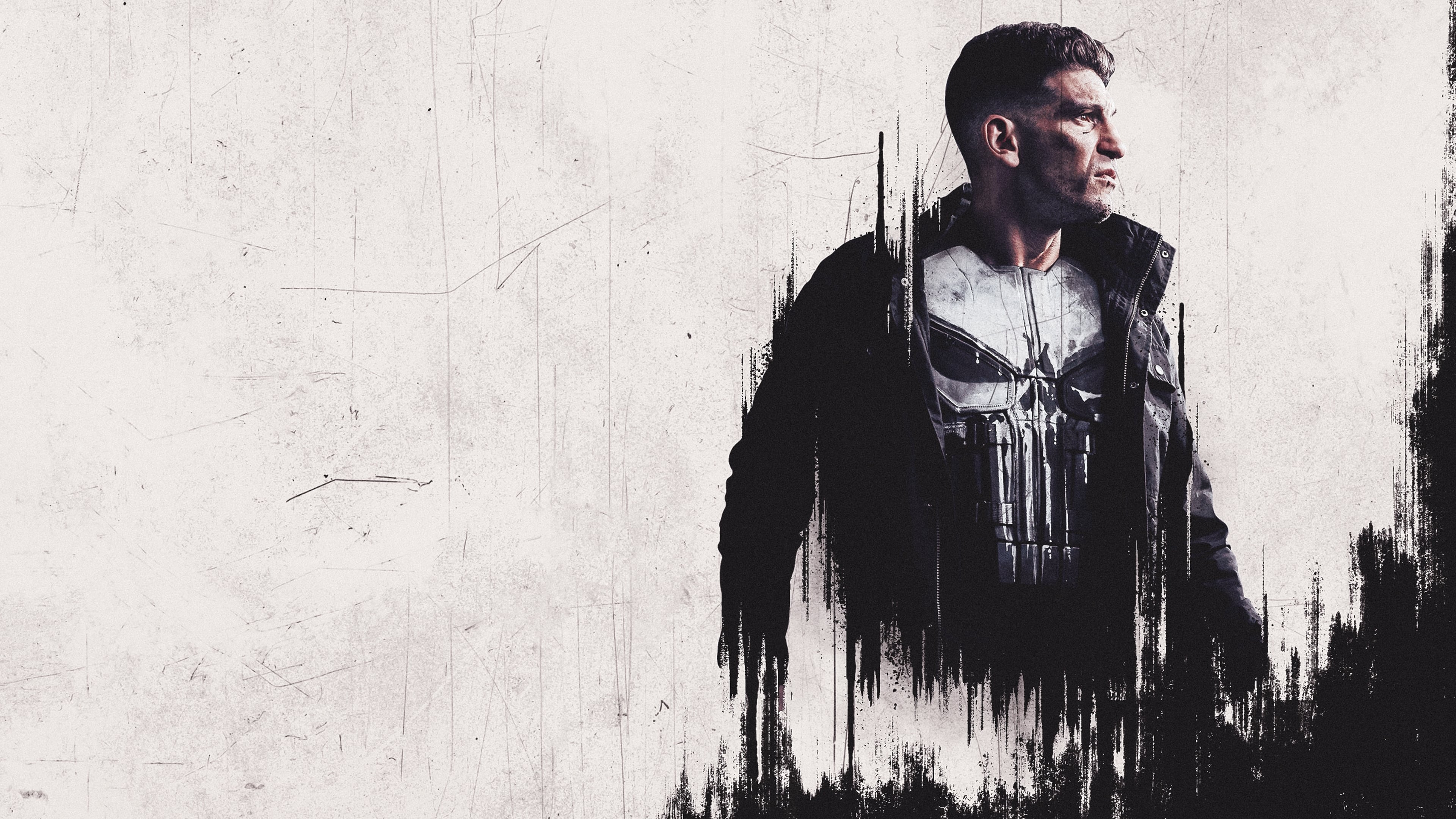 The Punisher logo Wallpaper 4K, White background