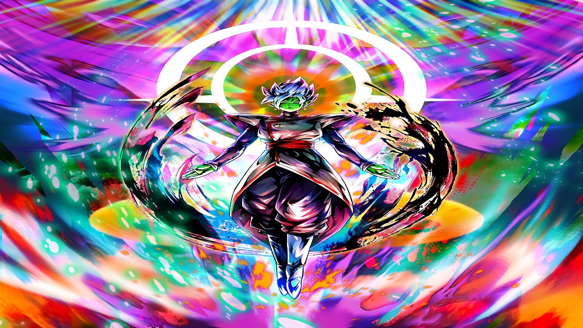 Malevolent Zamasu transforming with a dark aura, inspired by Dragon Ball Super, in stunning HD desktop wallpaper.