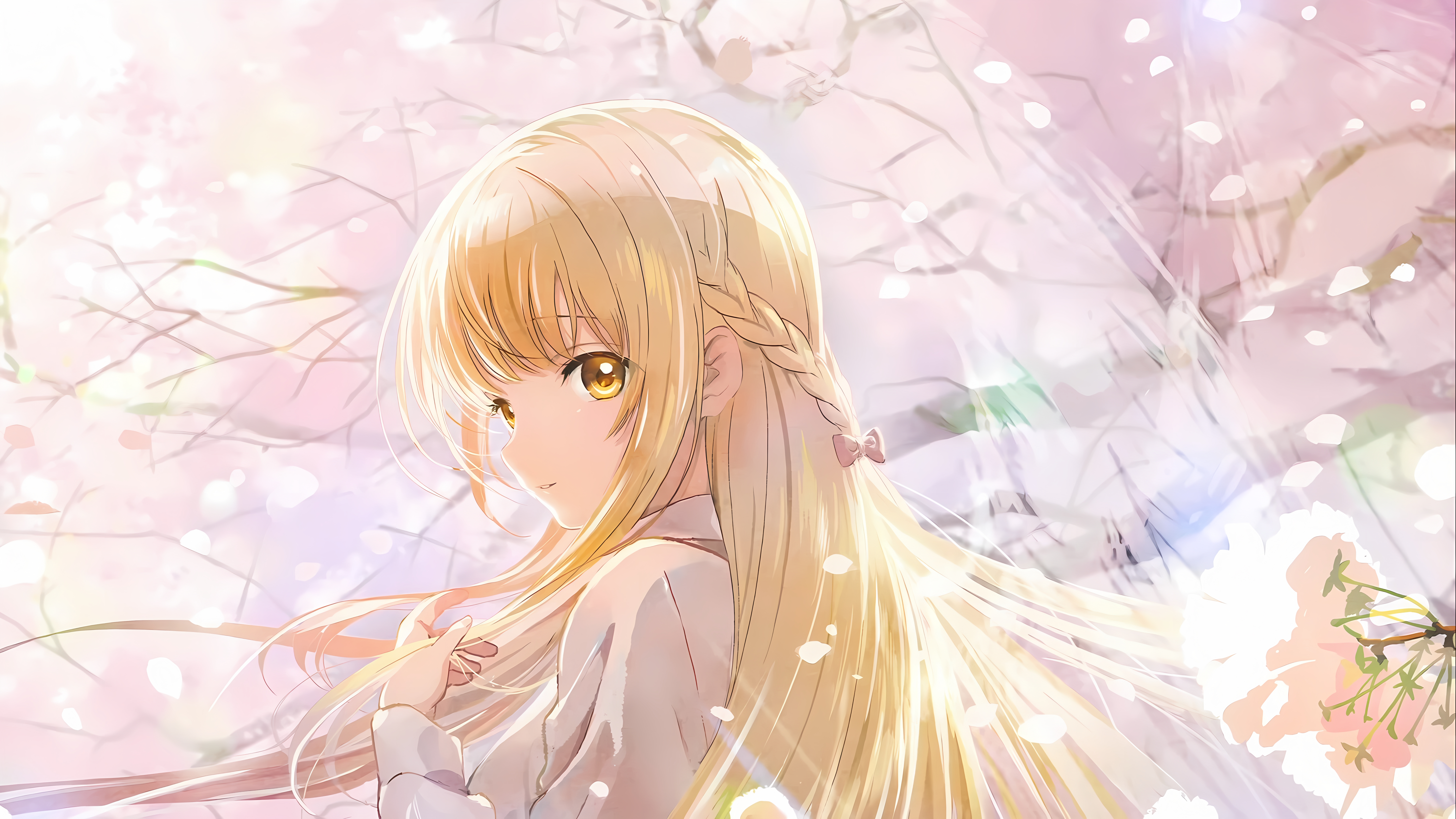 Mahiru Shiina from The Angel Next Door Spoils Me Rotten in anime style, showcased as a vibrant and detailed HD desktop wallpaper and background.