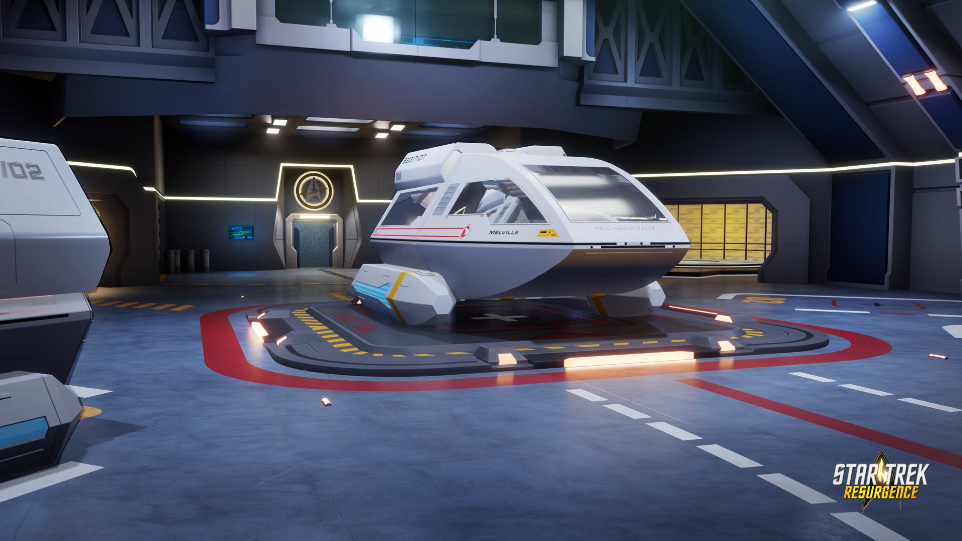 Star Trek: Resurgence spaceship in hangar bay HD desktop wallpaper and background.