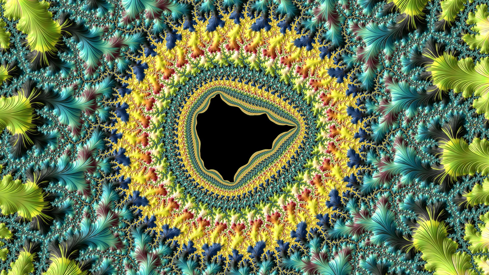 Fractal Art for your Desktop - Yellow, blue &amp; Green center by Dr-Pen