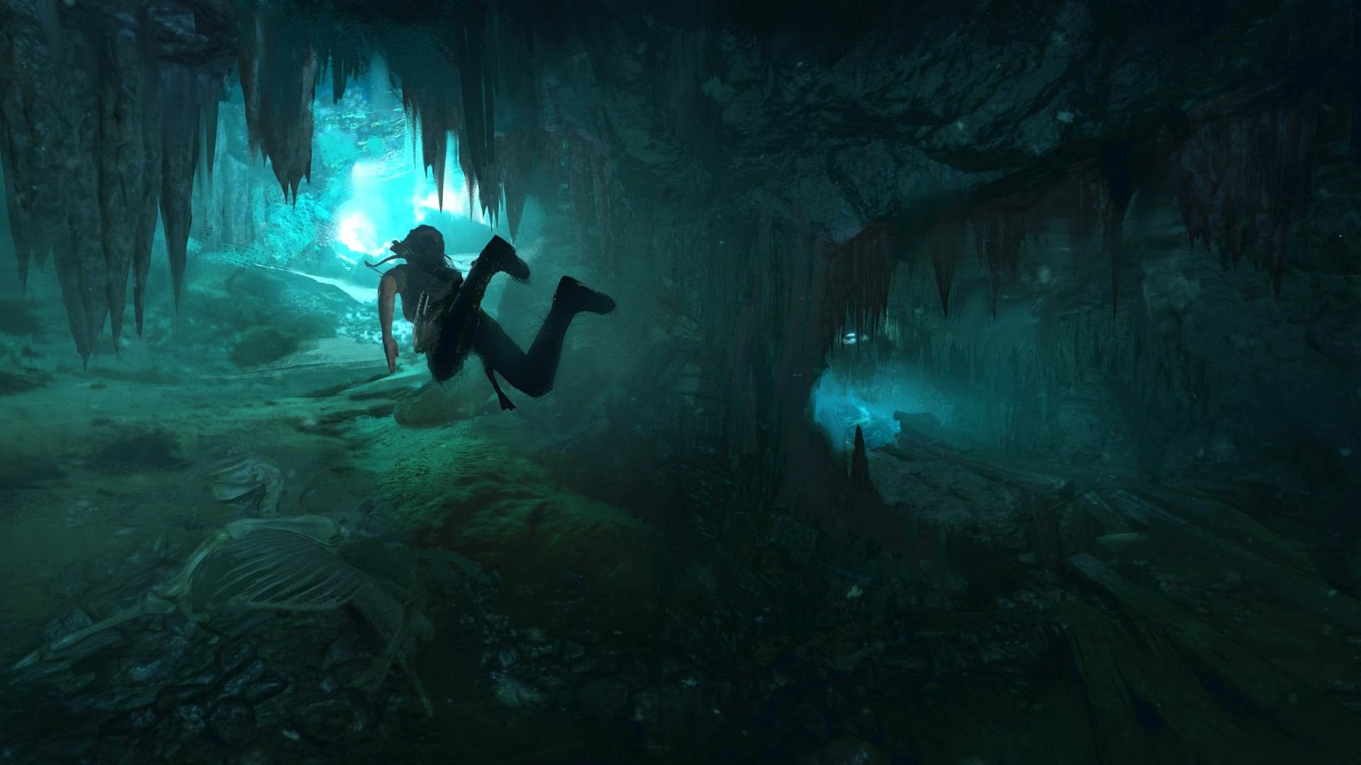 Download Survival Underwater Cave Lara Croft HD Wallpaper