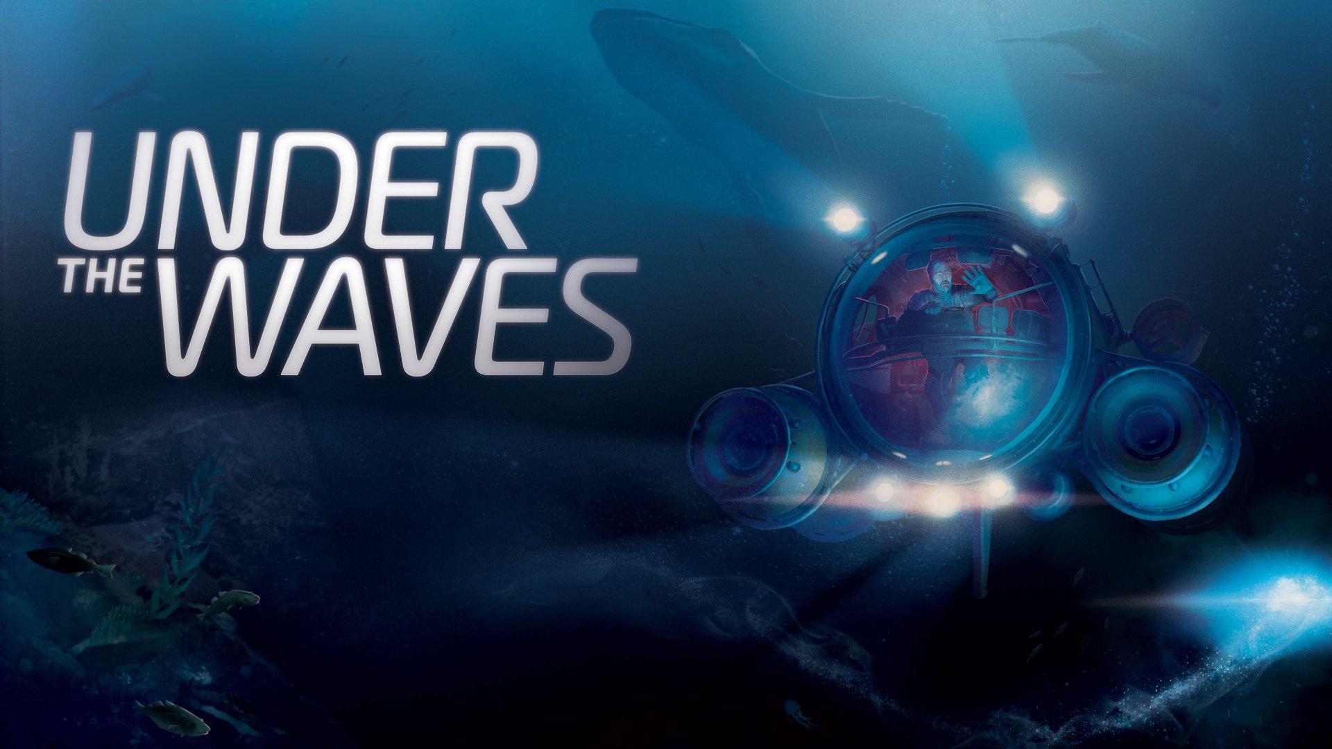 HD desktop wallpaper featuring a scene from the video game Under the Waves, depicting a submarine exploring an underwater environment.