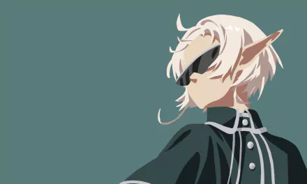 HD PC desktop wallpaper featuring Sylphiette from the anime Mushoku Tensei: Jobless Reincarnation with a minimalist, stylized design against a muted background.