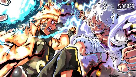  Naruto (Six Paths) VS Monkey D. Luffy (Gear 5) by Cidades_Art