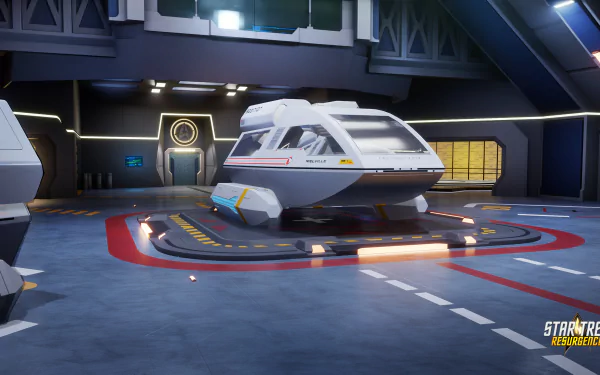 Star Trek: Resurgence spaceship in hangar bay HD desktop wallpaper and background.
