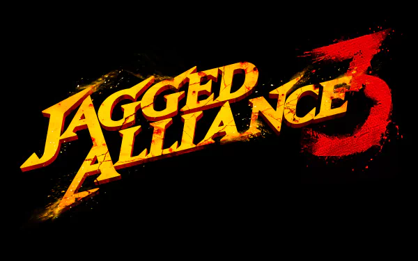 HD desktop wallpaper featuring the Jagged Alliance 3 logo with a fiery red and yellow design on a dark background.