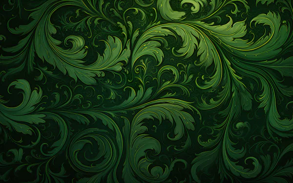 HD desktop wallpaper featuring an artistic green swirling pattern inspired by nature, creating a soothing aesthetic background.