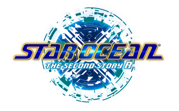 HD desktop wallpaper for Star Ocean: The Second Story R featuring the game's logo with a dynamic blue digital sphere design in the background.