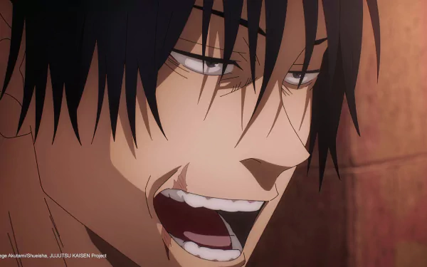 Close-up of Toji Fushiguro from Jujutsu Kaisen 2nd Season, showcasing intense expression. An HD desktop wallpaper and background for fans of the anime.
