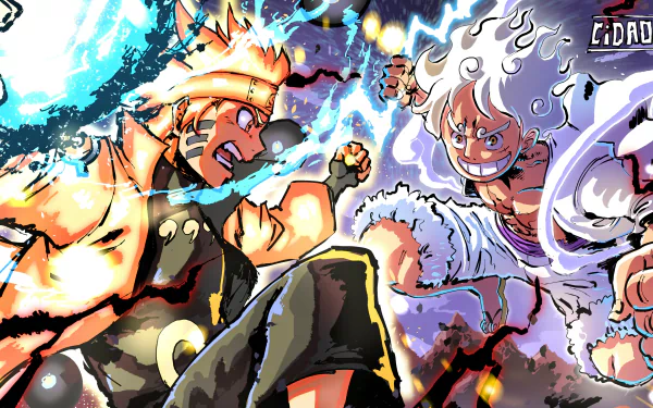  Naruto (Six Paths) VS Monkey D. Luffy (Gear 5) by Cidades_Art