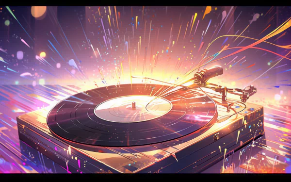 Colorful HD wallpaper featuring a vibrant turntable with dynamic light effects, perfect as a desktop background for music enthusiasts.