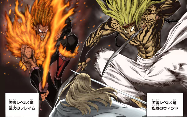 HD wallpaper of Flashy Flash from One-Punch Man manga featuring dynamic combat scene as desktop background.