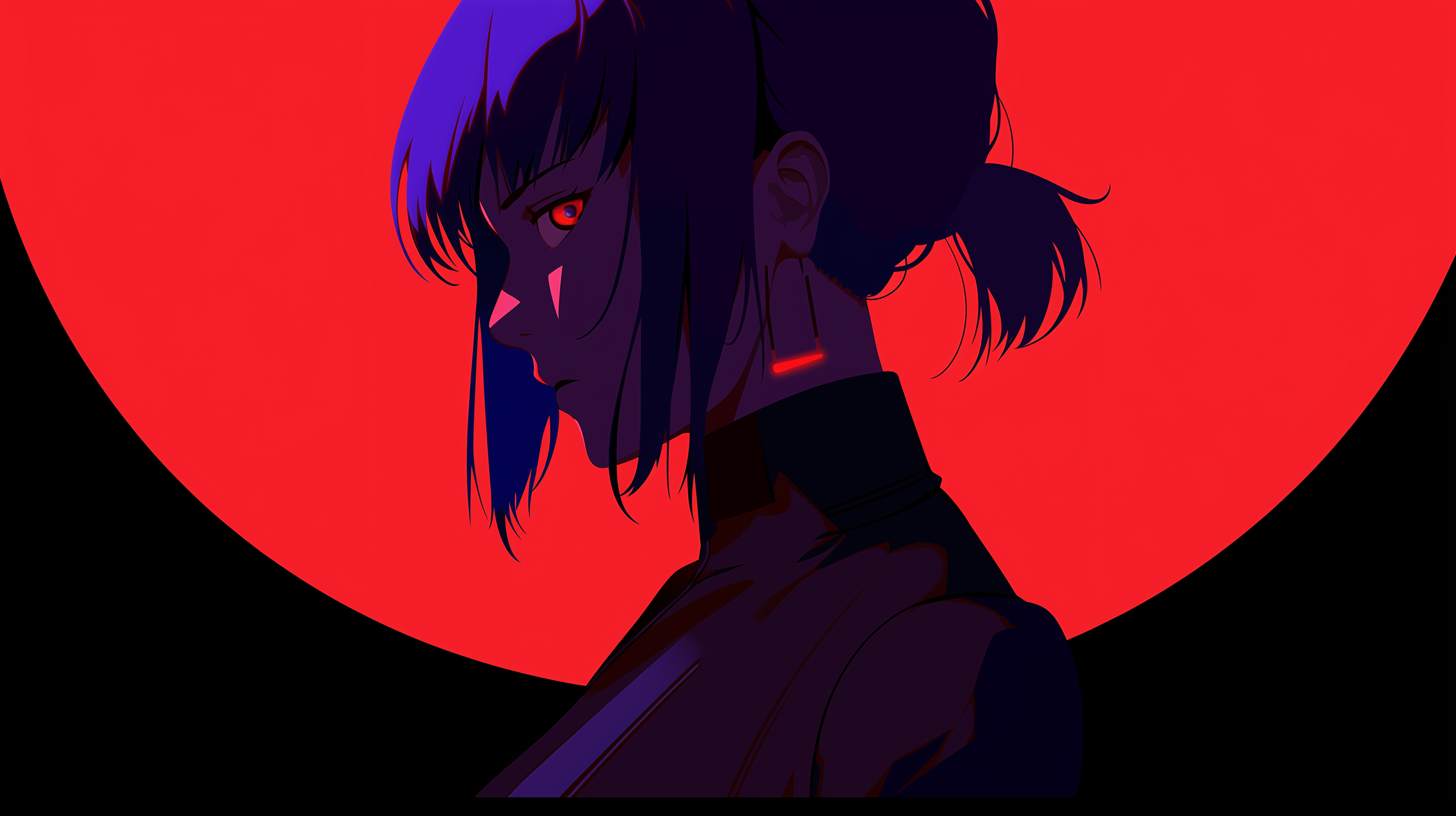 Fan Art Of An Anime Character With Dark Hair Background, G Profile