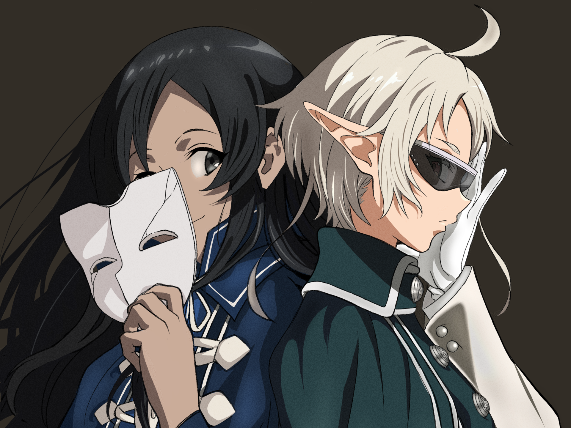 HD anime desktop wallpaper featuring Shizuka Nanahoshi and Sylphiette from Mushoku Tensei: Jobless Reincarnation, showcasing detailed character art and vibrant colors.