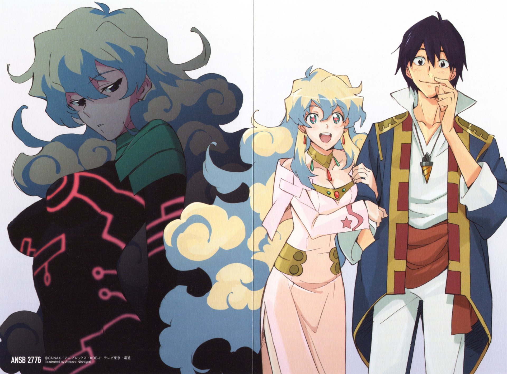 4K Ultra HD anime wallpaper featuring characters from Tengen Toppa Gurren Lagann with vibrant colors and dynamic poses on a plain background.