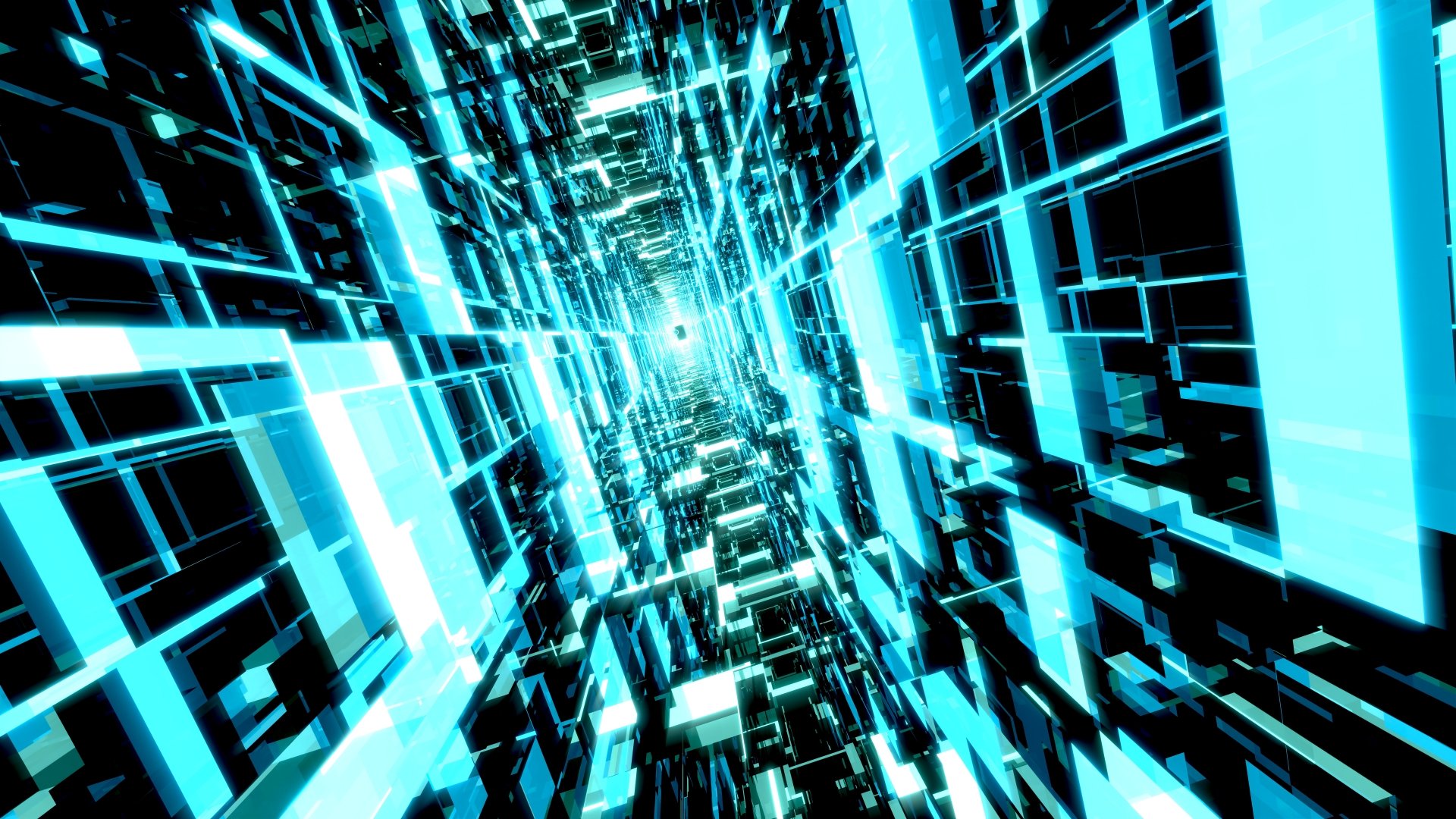 3d Bright Blue and black Glass Tunnels by Dr-Pen