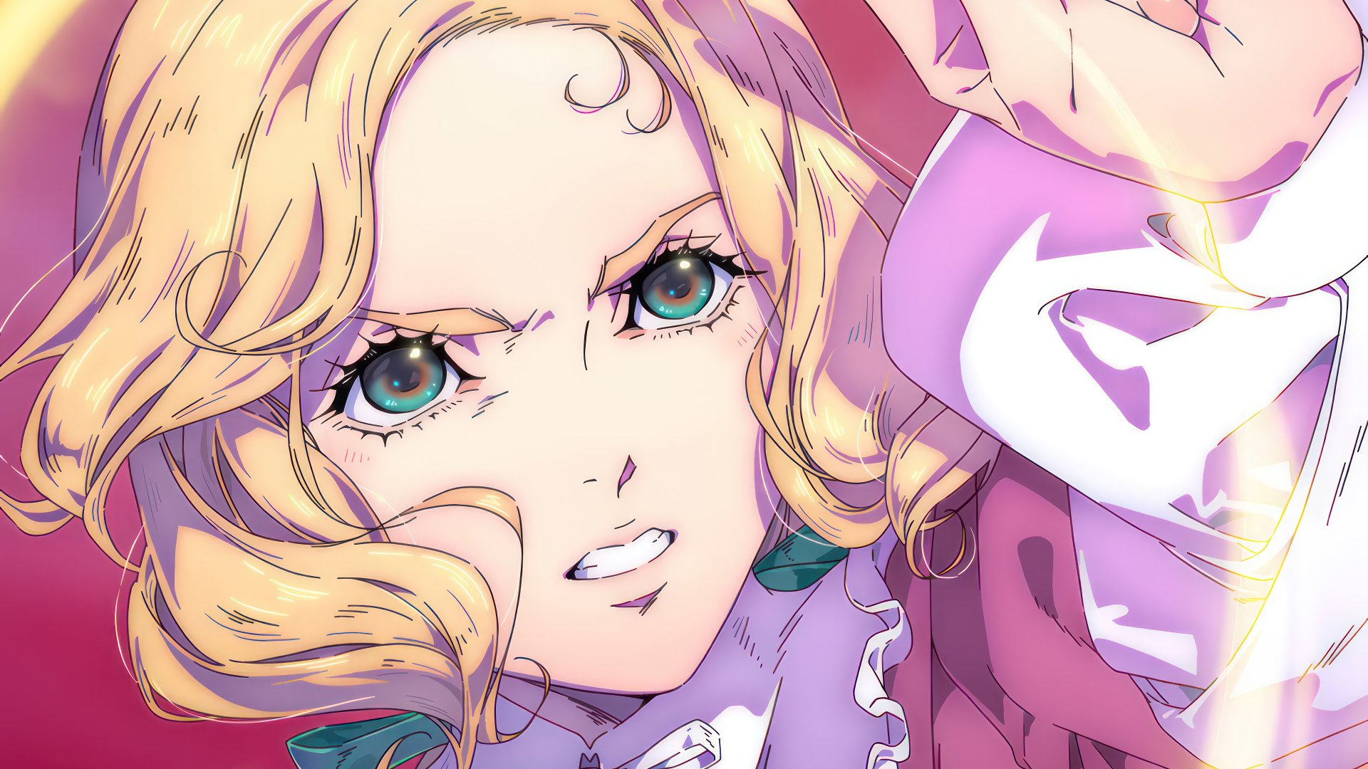 HD wallpaper featuring an animated Maria Renard from Castlevania: Nocturne, showcasing her intense expression and intricate details.