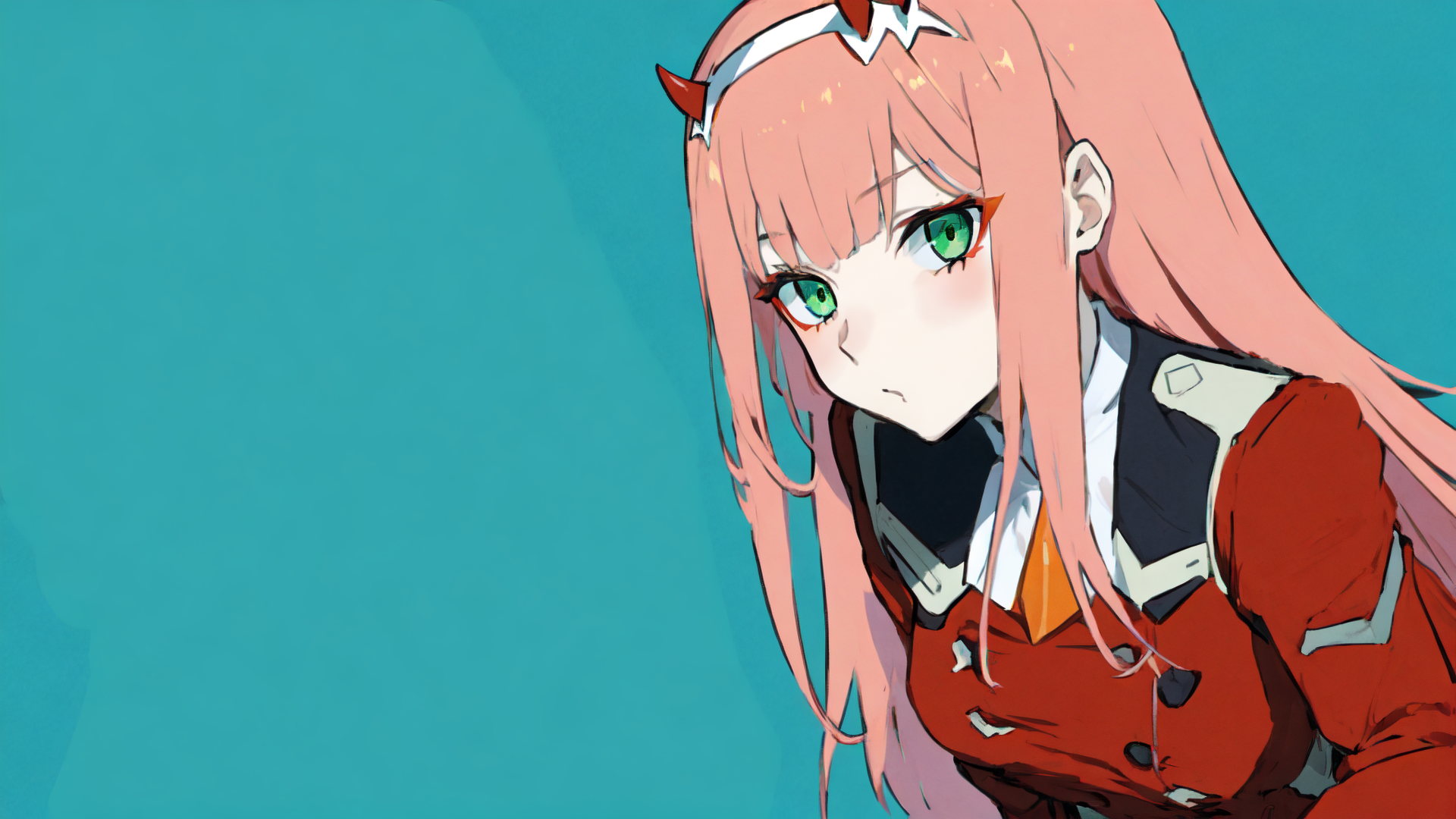 Darling In The FranXX Zero Two Hiro Zero Two Standing On Slanting With  Background Of White And Dark Brown 4K HD Anime Wallpapers, HD Wallpapers