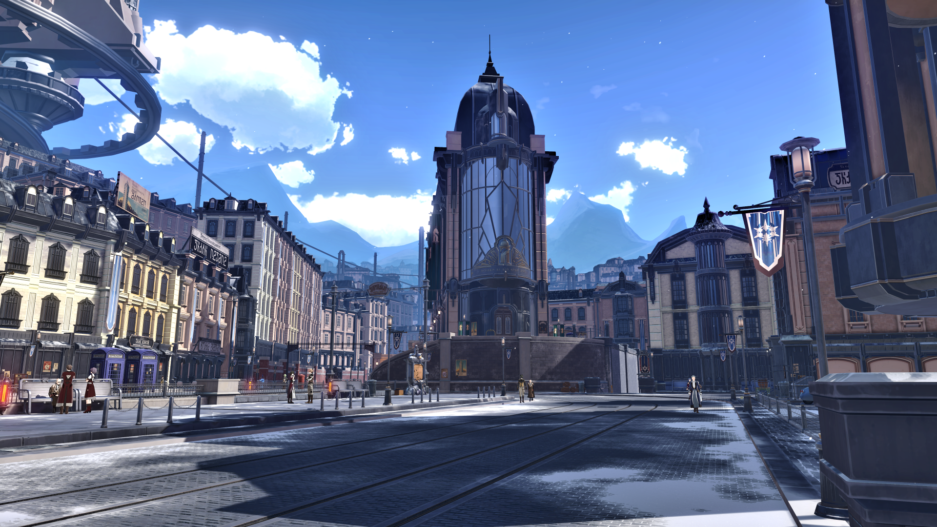 4K Ultra HD PC desktop wallpaper featuring a vibrant cityscape from the video game Honkai: Star Rail under a bright blue sky.