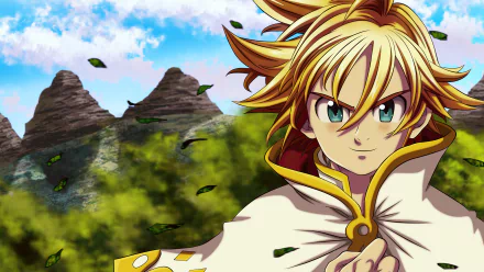HD Wallpaper of Meliodas from The Seven Deadly Sins anime with scenic background for desktop.