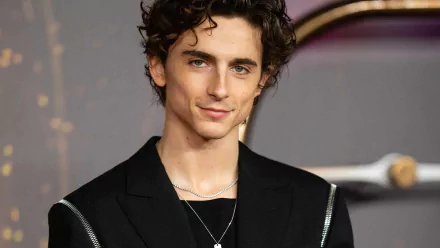 HD desktop wallpaper featuring a poised individual with curly hair, dressed in a black outfit, exuding elegance and confidence.
