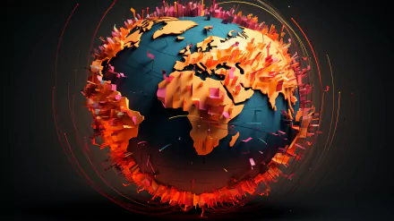 HD desktop wallpaper featuring an artistic 3D globe with vibrant, exploding colors against a dark background.