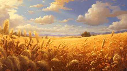 Golden wheat field at harvest time HD desktop wallpaper and background.