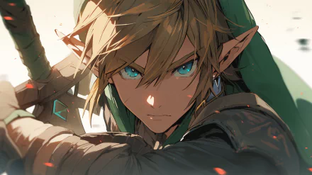 Animated fantasy hero with blue eyes and pointed ears wallpaper in HD.