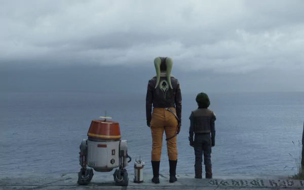 Ahsoka Tano and droid looking out at the sea - HD desktop wallpaper and background.