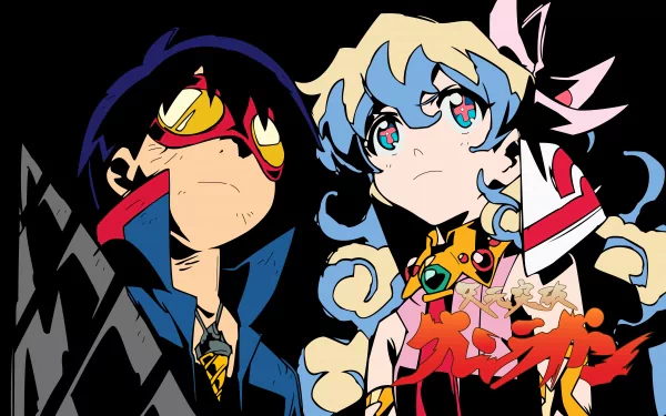 4K Ultra HD anime wallpaper featuring bold characters from Tengen Toppa Gurren Lagann with vibrant colors and dynamic expressions.