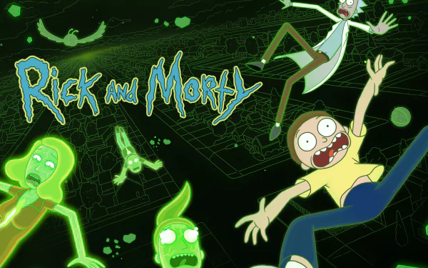 Desktop wallpaper featuring characters from the TV show Rick and Morty in HD.