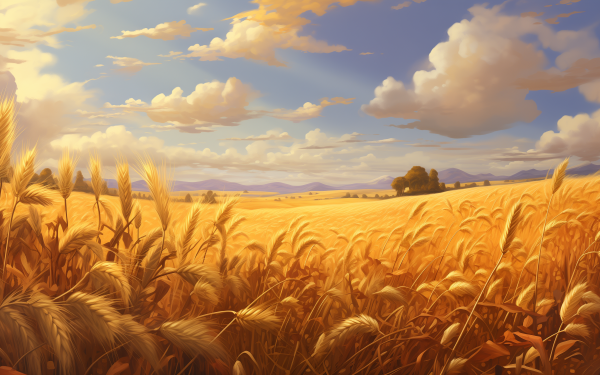 Golden wheat field at harvest time HD desktop wallpaper and background.
