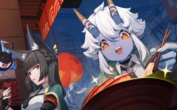 4K Ultra HD PC wallpaper featuring Soukaku and Miyabi from the video game Zenless Zone Zero in vibrant, detailed anime-style artwork.