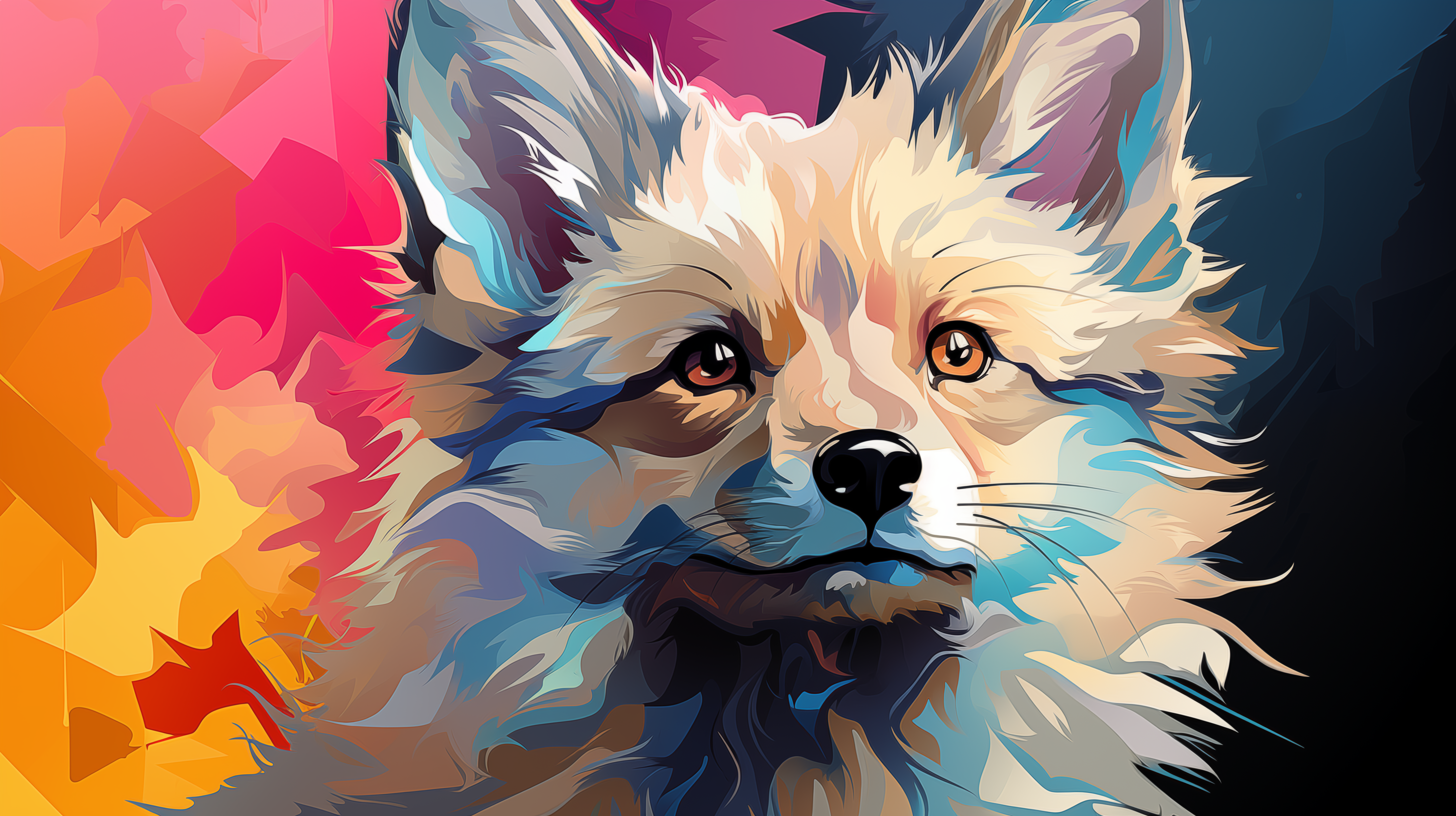 Colorful pop art-style fox HD desktop wallpaper and background.