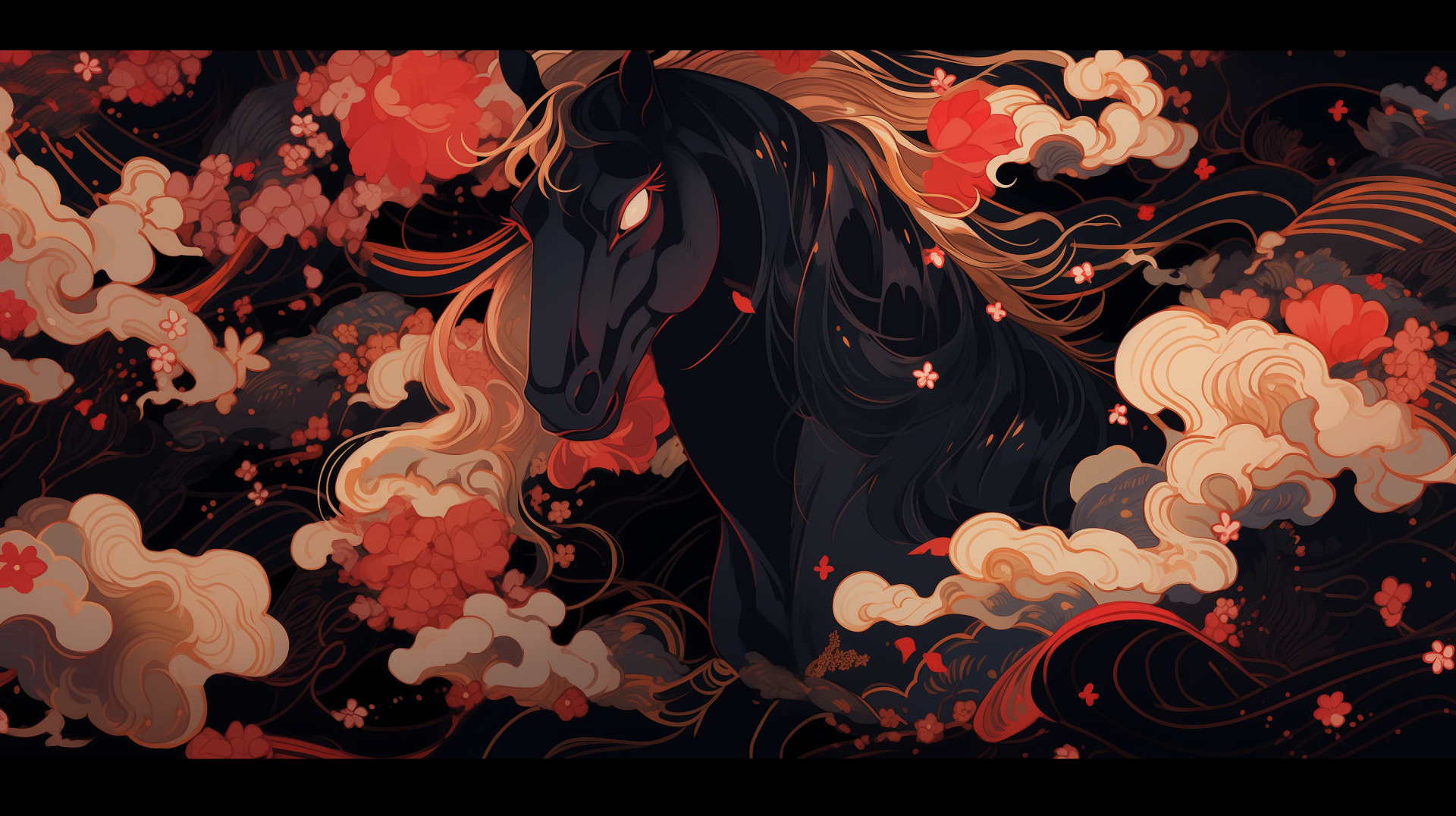 Download Pattern Japan Horse Japan AI Art Gekiga HD Wallpaper