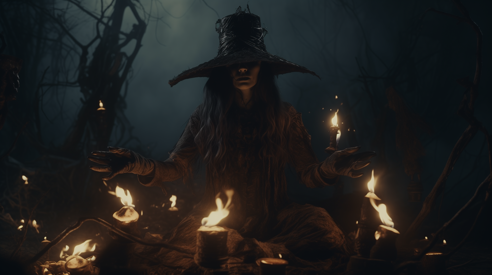 Download Witch Ritual Dark Ambiance AI Art HD Wallpaper