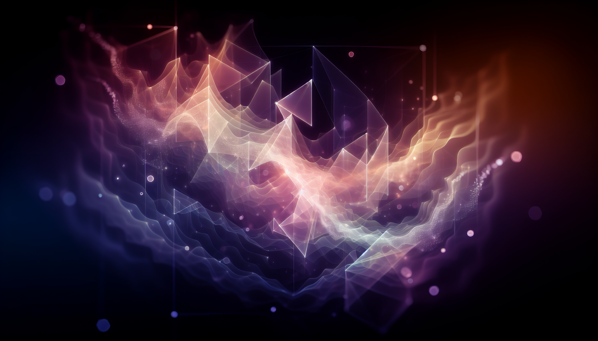 Abstract HD wallpaper with dynamic digital art featuring glowing waves and geometric shapes on a dark background.