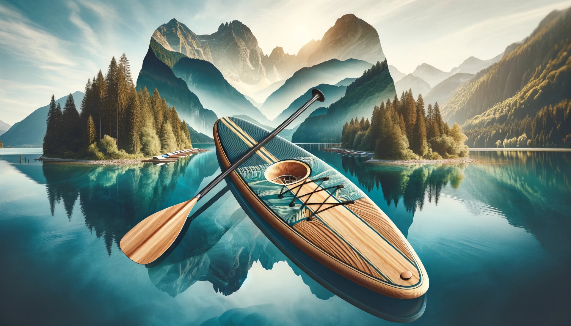 Paddle Board Serenity in Mountain Lake - HD Wallpaper by robokoboto