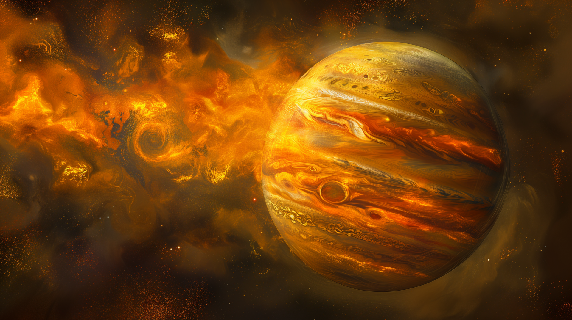 HD Jupiter planet wallpaper featuring detailed gas giant on a starry space background for desktop.