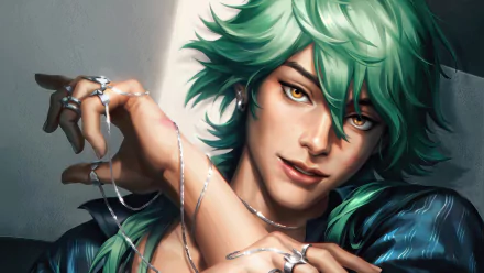 HD desktop wallpaper of Ezreal from League of Legends, entwined with the Heartsteel chain.