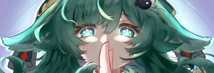 HD Wallpaper featuring Huohuo from Honkai: Star Rail with sparkling eyes and vivid green hair for desktop background.