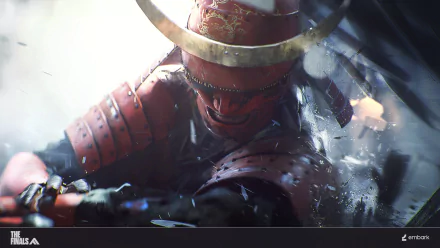 HD wallpaper of The Finals video game featuring a dynamic action scene with a character in red armor.